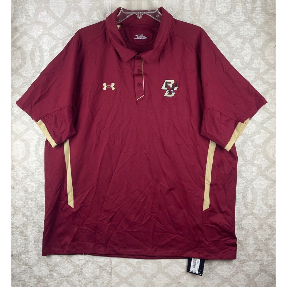 Under Armour Boston College Mens XXL Maroon HeatGear Performance Polo Shirt NWT